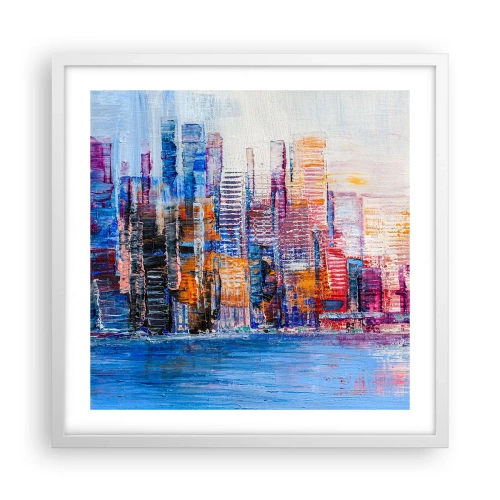 Poster in cornice bianca - Metropoli gioiosa - 50x50 cm