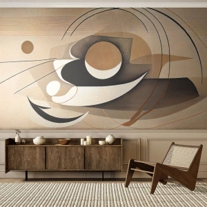 Fotomurali Premium Sand - Astrazione beige con forme geometriche e linee delicate - 100x70cm - Composizione: l'essenza delle cose - Decorazione murale moderna per soggiorno e camera da letto ARTTOR