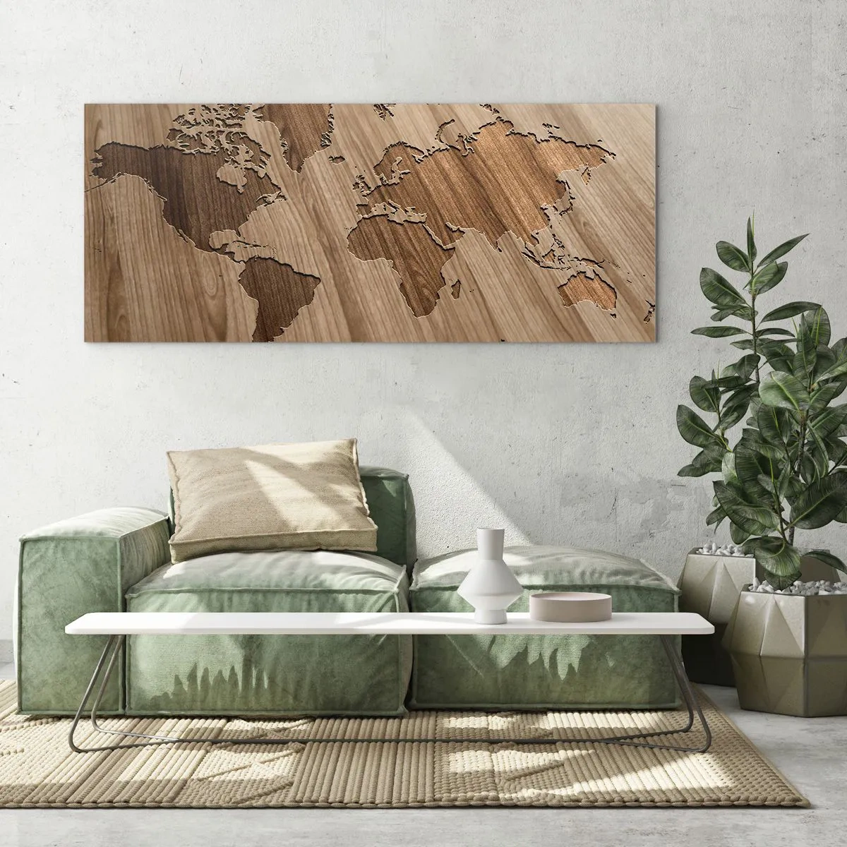 Quadro su vetro - Il mondo servito a tavola - 90x30 cm