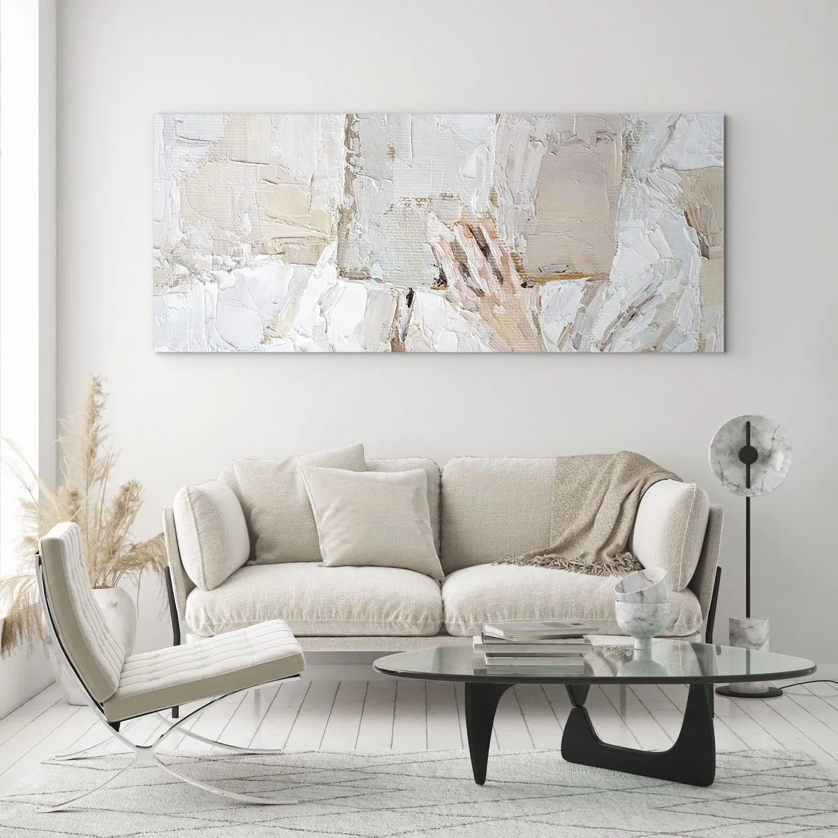 Quadro su vetro - Dipinto impressionista raffigurante una mano che tiene un libro aperto. - 140x50cm - In un altro mondo - Decorazione murale moderna per soggiorno e camera da letto ARTTOR