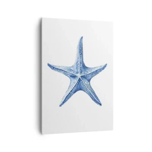 Quadro su tela - Stampe su Tela - Stella marina blu su sfondo bianco in stile minimalista - 70x100cm - Stella marina - Decorazione murale moderna per soggiorno e camera da letto ARTTOR