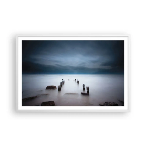 Poster in cornice bianca - Lago pensieroso - 91x61 cm