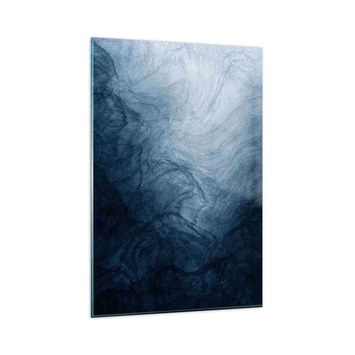Quadro su vetro - Una composizione astratta nei toni del blu e del blu navy. - 80x120cm - Arrivando in profondità - Decorazione murale moderna per soggiorno e camera da letto ARTTOR