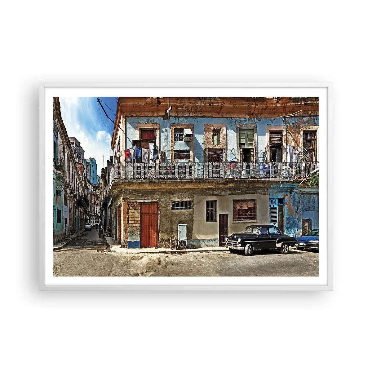 Poster in cornice bianca - Atmosfera dell'Avana - 100x70 cm