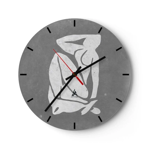Orologio da parete - Orologio in Vetro - Silhouette di una figura seduta in una forma minimalista - 30x30cm - Pensierosa - Decorazione murale moderna per soggiorno, cucina e camera da letto ARTTOR