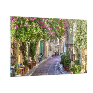 Quadro su vetro - Una strada affascinante con alberi in fiore - 120x80cm - Angolo fiorito - Decorazione murale moderna per soggiorno e camera da letto ARTTOR