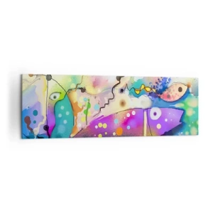 Quadro su tela - Stampe su Tela - Pesci astratti in una composizione colorata e surreale - 160x50cm - Senza parole! - Decorazione murale moderna per soggiorno e camera da letto ARTTOR