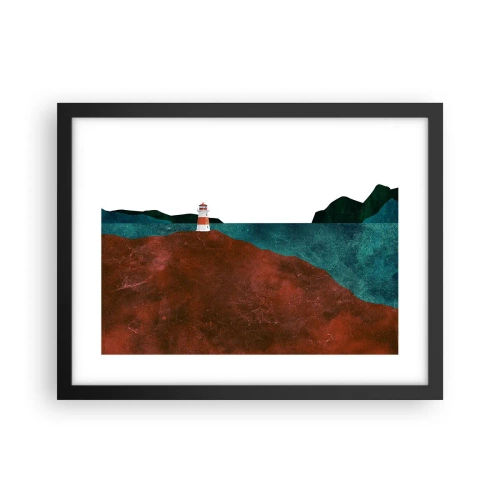 Poster in cornice nera - Contemplando il mare - 40x30 cm