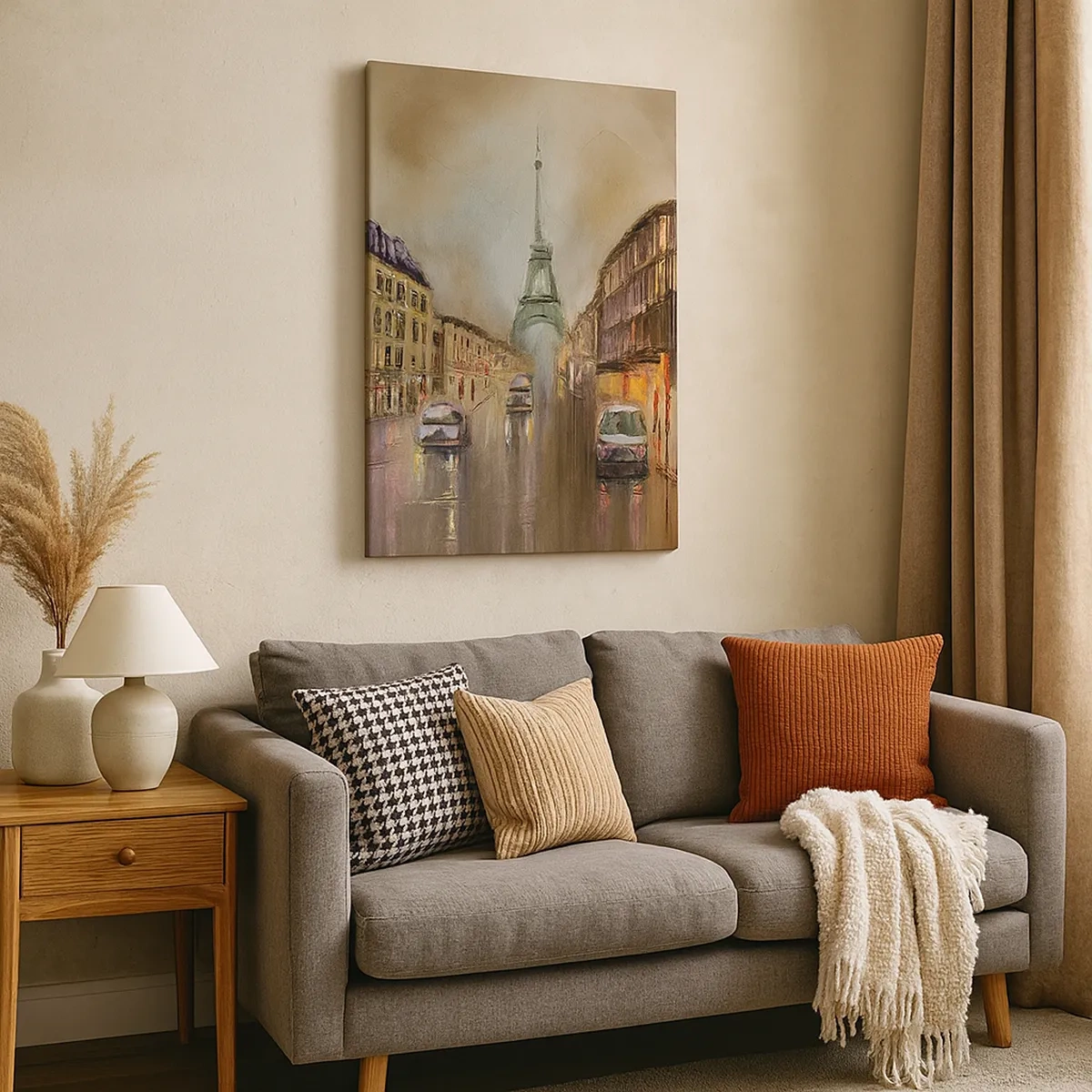 Quadro su tela - Stampe su Tela - Paesaggio urbano serale di Parigi con vista sulla Torre Eiffel - 50x70cm - Conta solo lei - Decorazione murale moderna per soggiorno e camera da letto ARTTOR