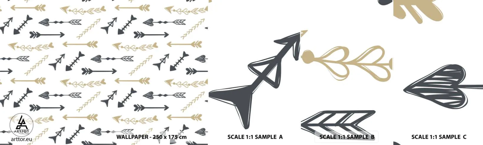 Campione di Fotomurale Adesivo Deluxe Sticker - Il sogno dell'arciere - Astrazione, Freccia, Boho - 100x30 cm