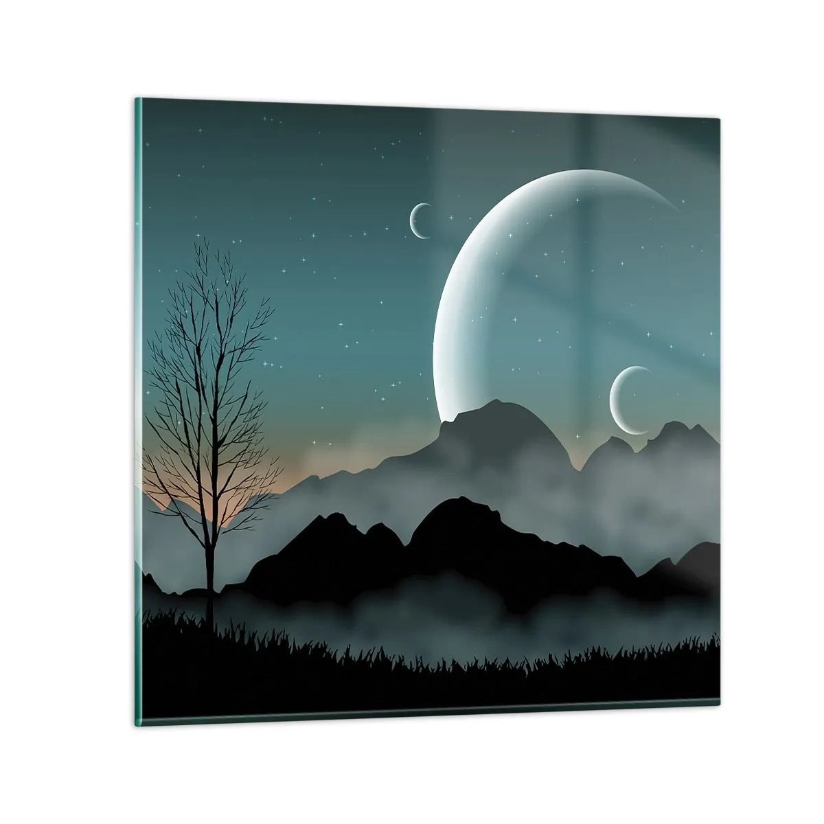 Quadro su vetro - Il carnevale di una notte stellata - 30x30 cm