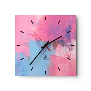 Orologio da parete - Orologio in Vetro - Rosa, blu e un pizzico di luce - 40x40 cm