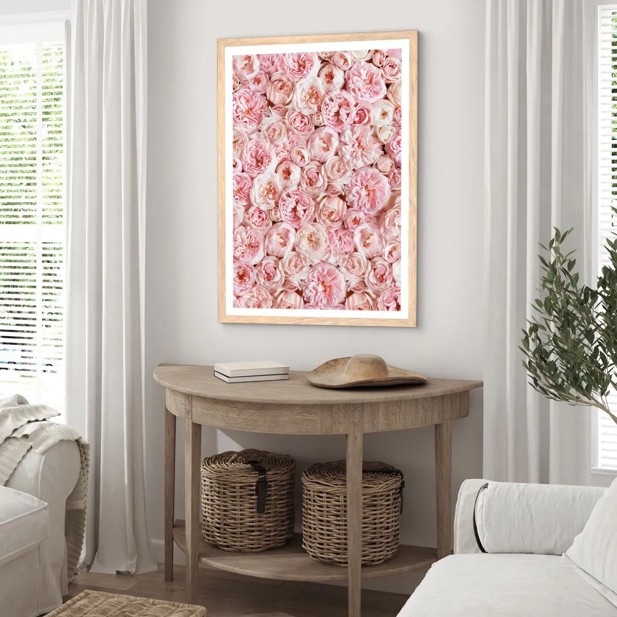 Poster in cornice rovere chiaro - Coperto di rose - 70x100 cm