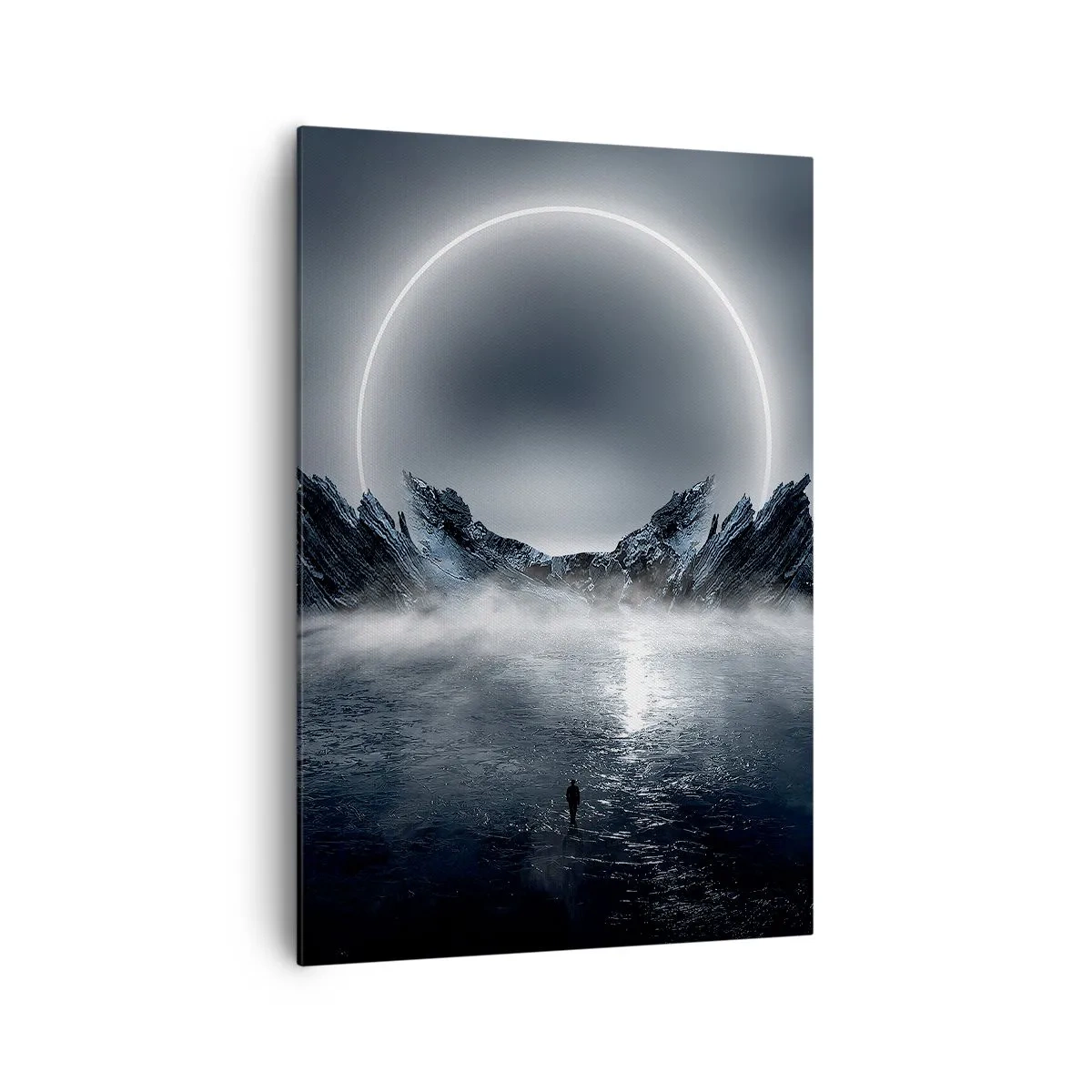 Quadro su tela - Stampe su Tela - Paesaggio misterioso con un anello di luce sulle montagne - 70x100cm - La fine del racconto - Decorazione murale moderna per soggiorno e camera da letto ARTTOR
