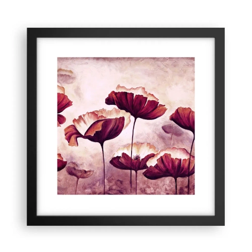 Poster in cornice nera - Petalo rosso e bianco - 30x30 cm