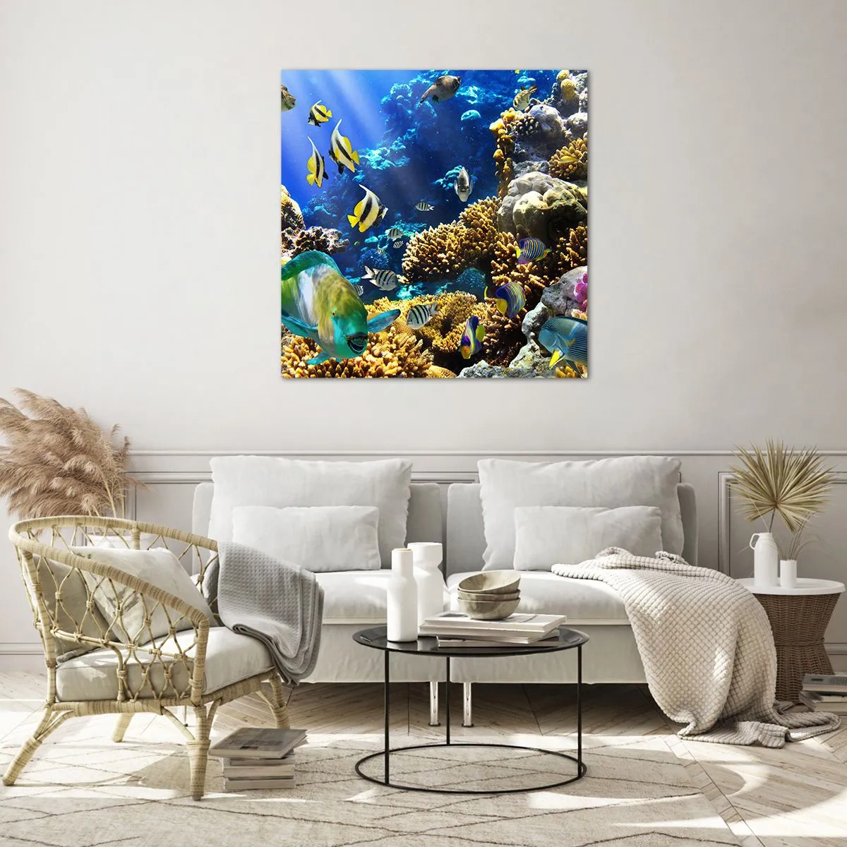 Quadro su vetro - Traffico intenso sulla via delle vacanze - 40x40 cm