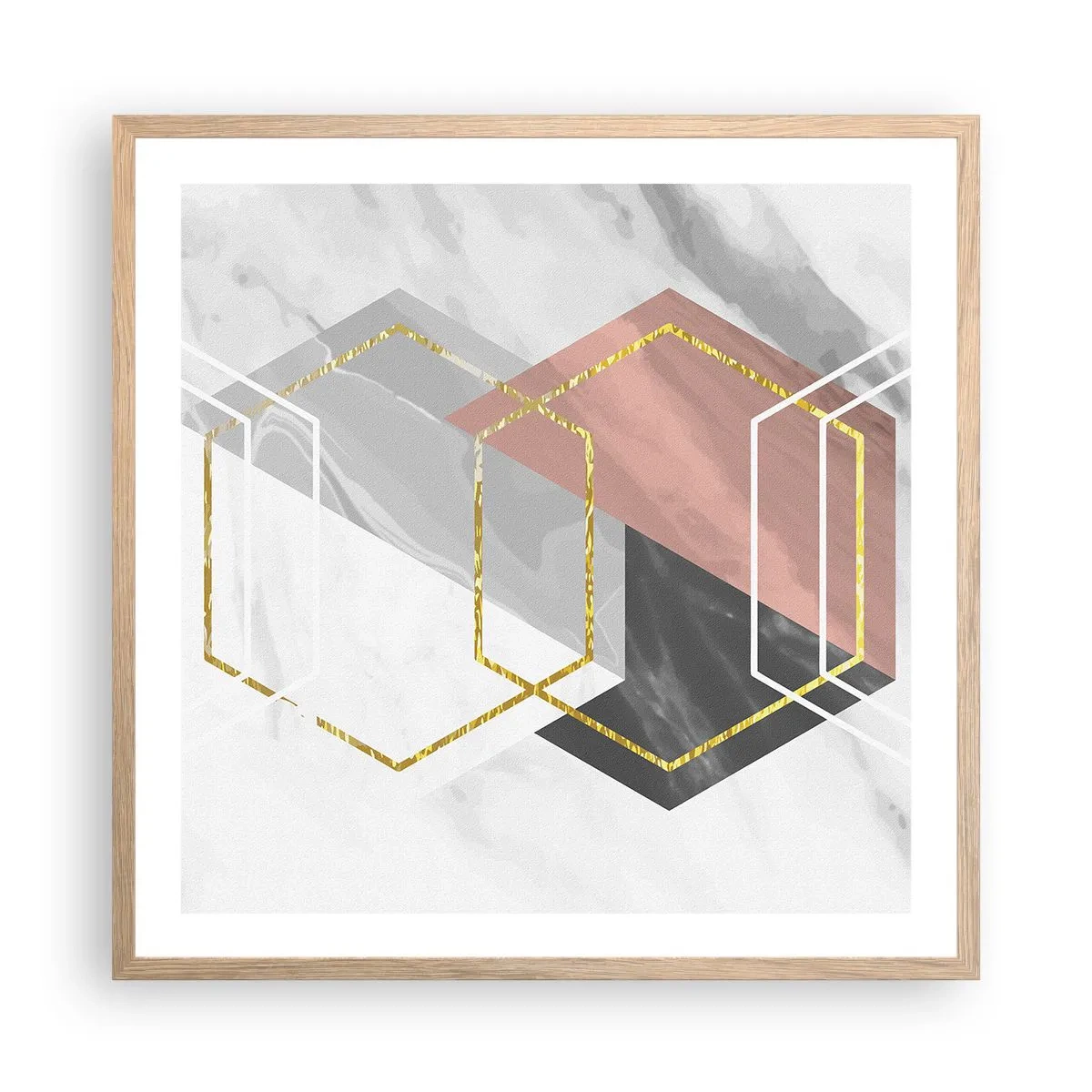 Poster in cornice rovere chiaro - Composizione a catena - 60x60 cm