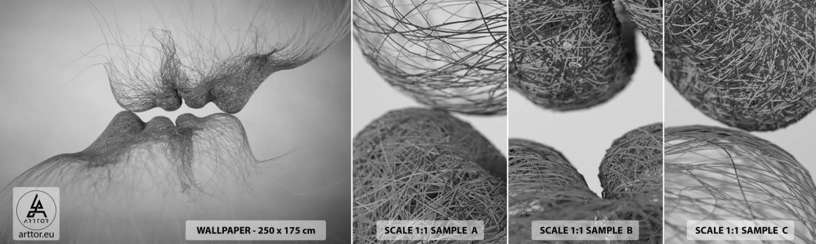 Campione di Fotomurale Adesivo Deluxe Sticker - Il bacio del vento - Astrazione, Grafica, Amore - 100x30 cm