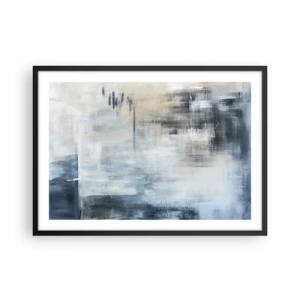 Poster in cornice nera - Composizione astratta nei toni del blu e del grigio - 70x50cm - Coperti dal blu - Decorazione murale moderna per soggiorno e camera da letto ARTTOR