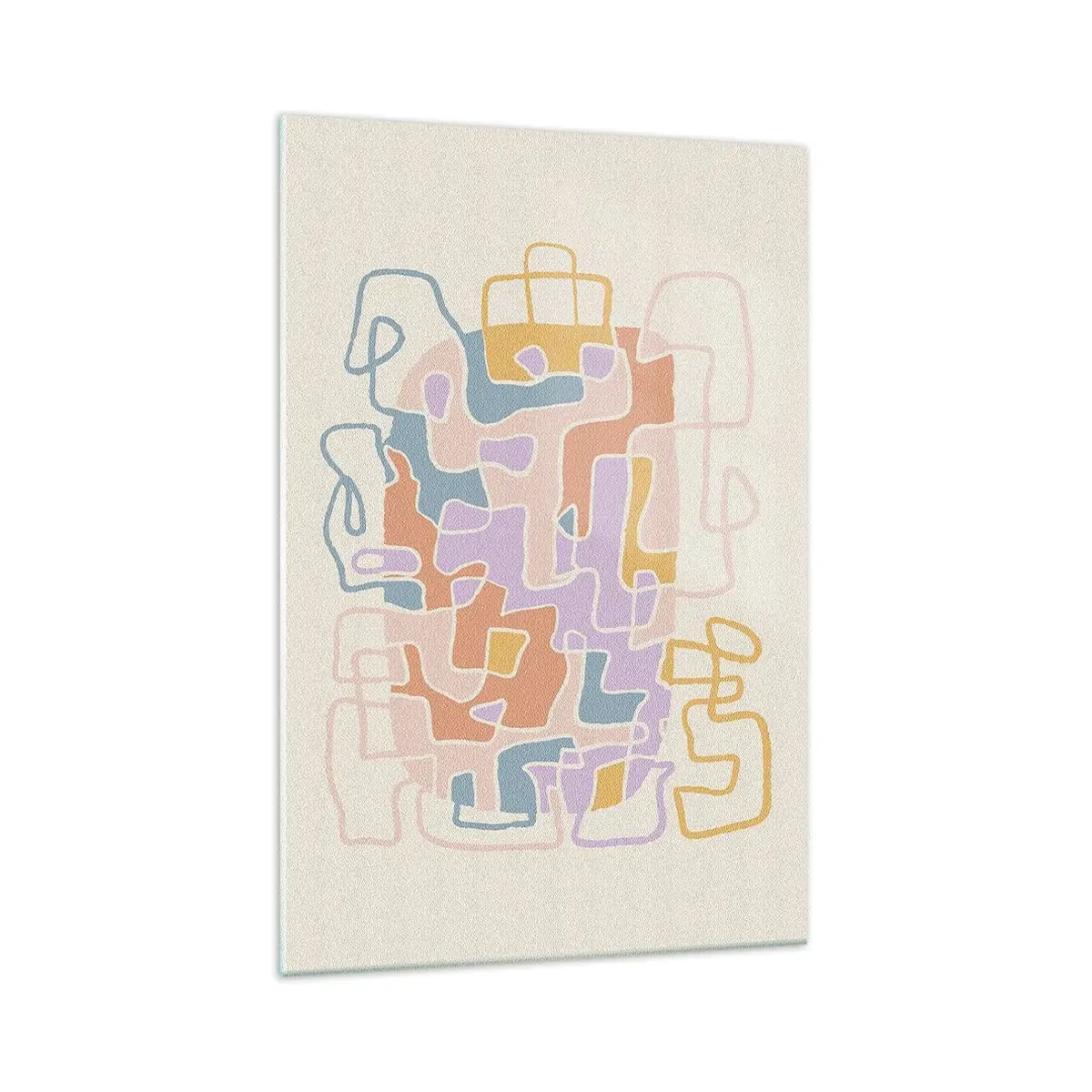 Quadro su vetro - Linee astratte pastello che creano motivi geometrici - 70x100cm - Labirinto: avventura gioiosa - Decorazione murale moderna per soggiorno e camera da letto ARTTOR