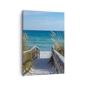 Quadro su tela - Stampe su Tela - Sentiero per la spiaggia con vista mare - 50x70cm - Al sole, al vento - Decorazione murale moderna per soggiorno e camera da letto ARTTOR
