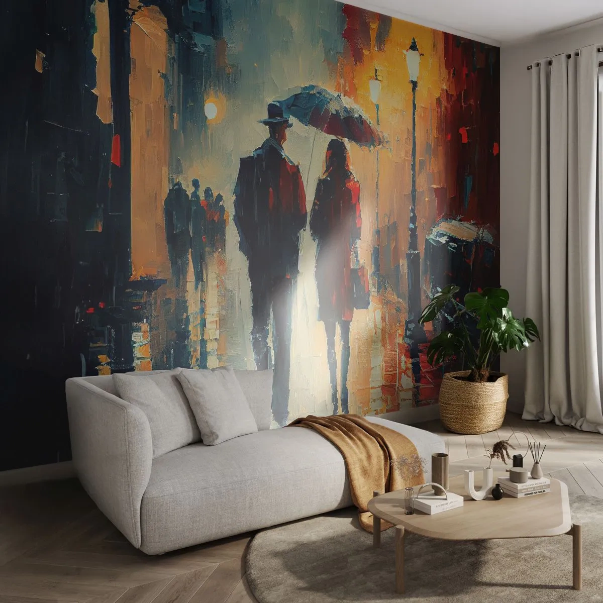 Fotomurali Autoadesivo Deluxe Sticker - Love story cittadina - Romanticismo, Coppia, Paesaggio - 100x70 cm