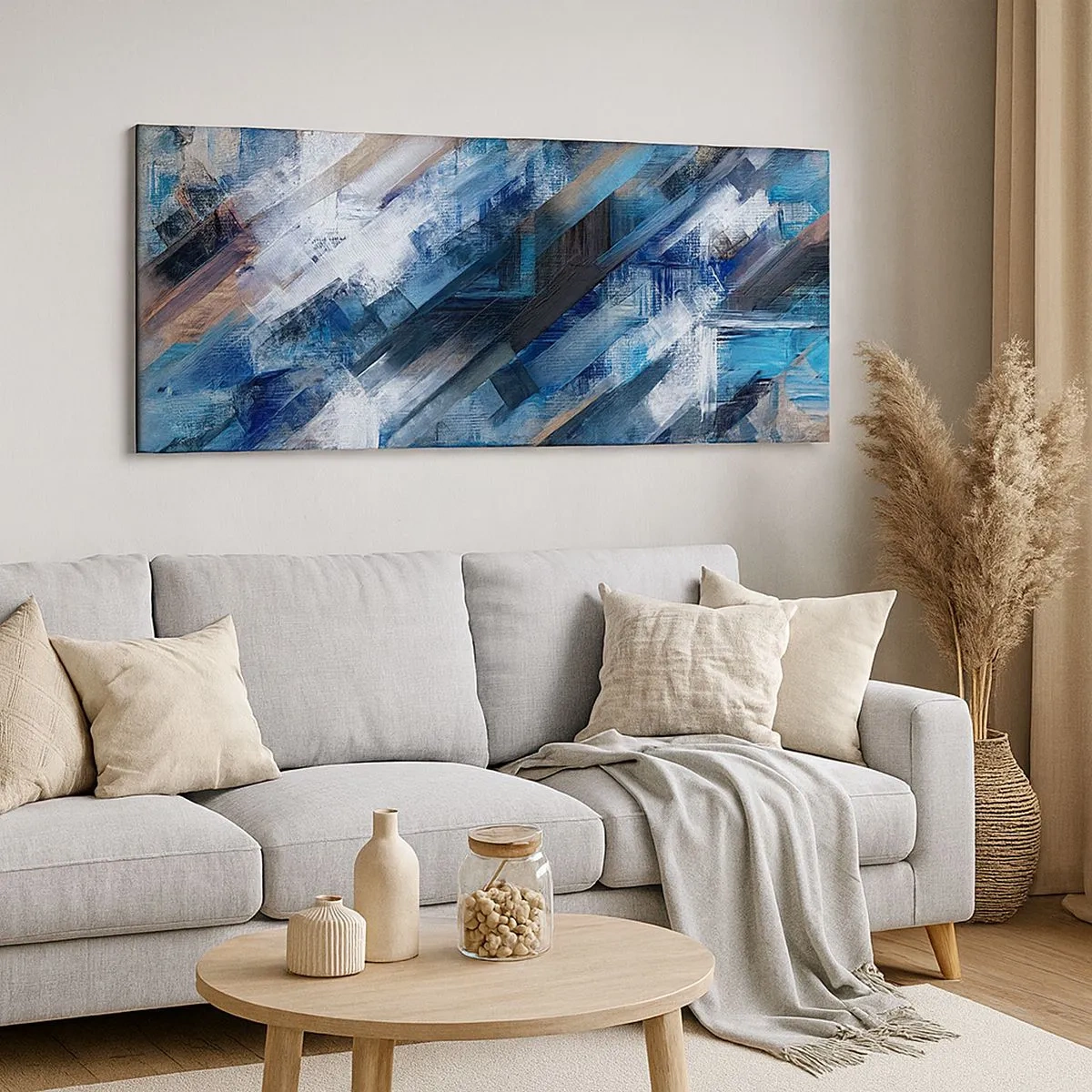 Quadro su tela - Stampe su Tela - Sulla diagonale blu - 100x40 cm