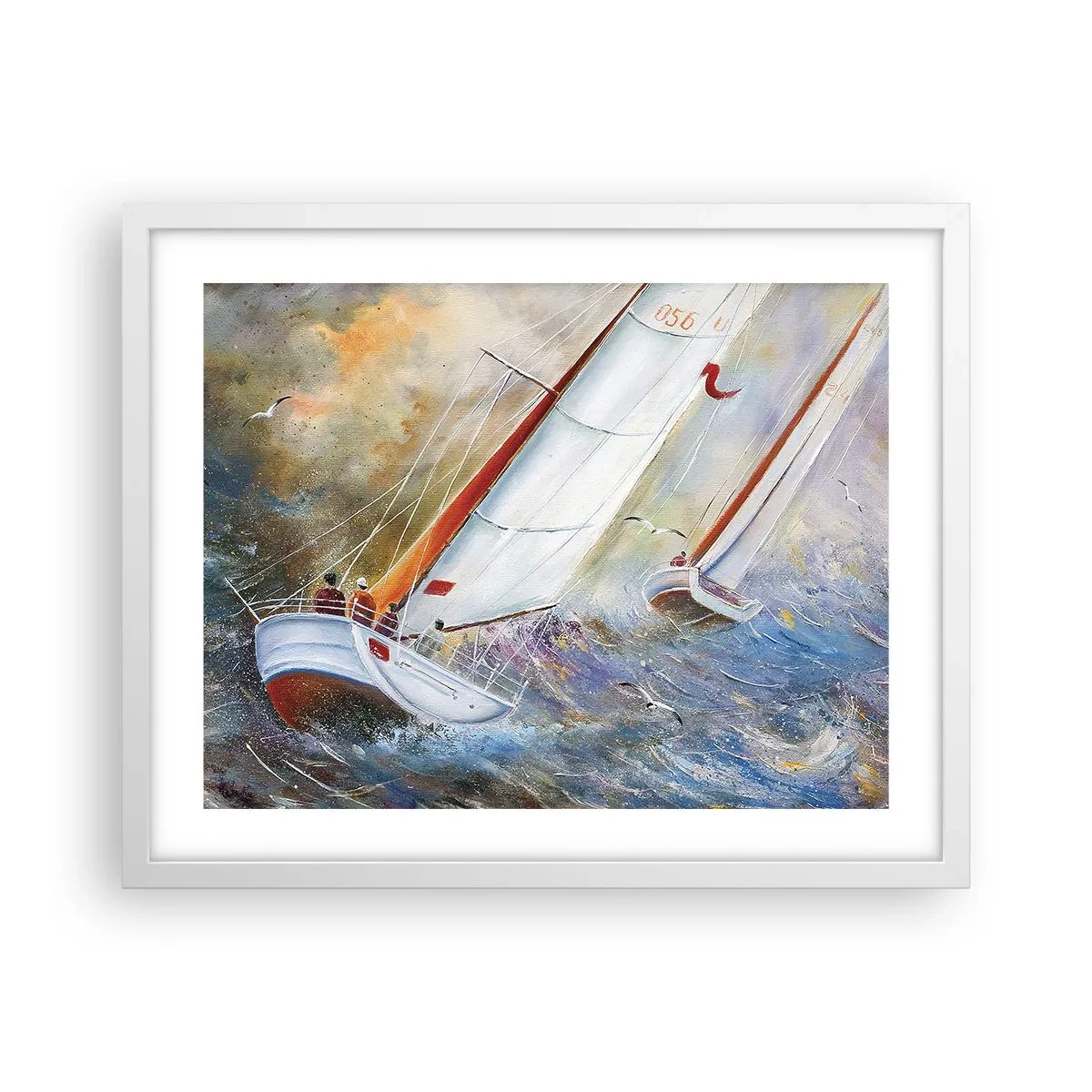 Poster in cornice bianca - Correndo sulle onde - 50x40 cm