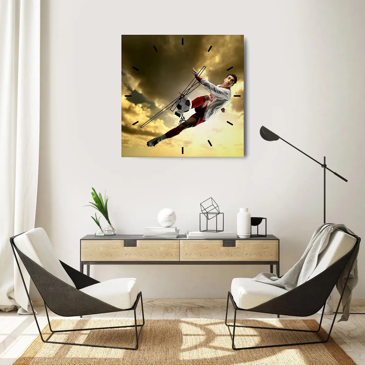Orologio da parete - Orologio in Vetro - Il cielo del calcio - 30x30 cm