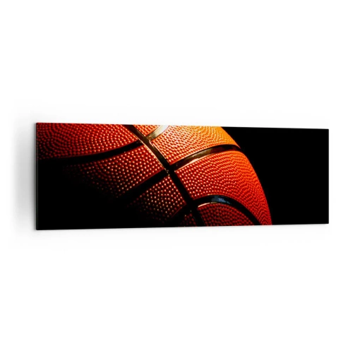 Quadro su tela - Stampe su Tela - Primo piano di un pallone da basket su sfondo nero - 160x50cm - Bella come un pianeta - Decorazione murale moderna per soggiorno e camera da letto ARTTOR