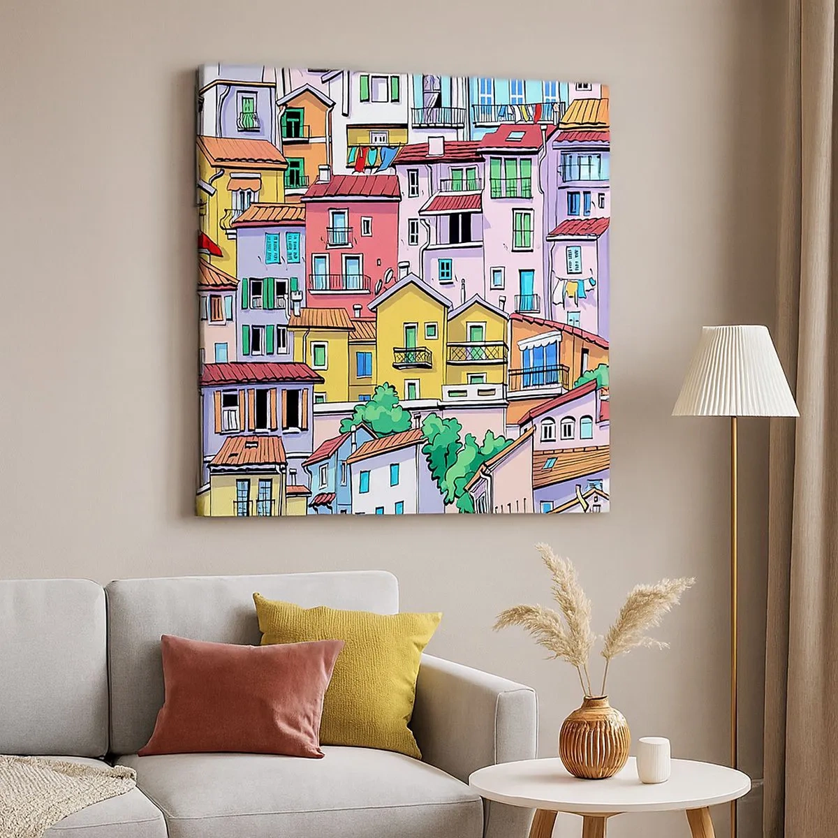 Quadro su tela - Stampe su Tela - Città allegra - 30x30 cm