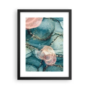 Poster in cornice nera - Blu di seta, rosa di tulle - 30x40 cm
