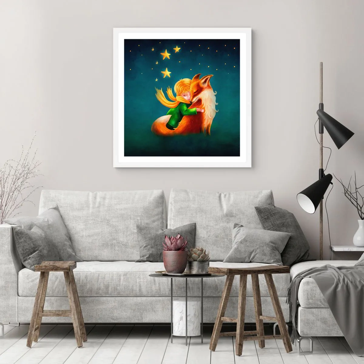 Poster in cornice bianca - Il piccolo principe - 60x60 cm