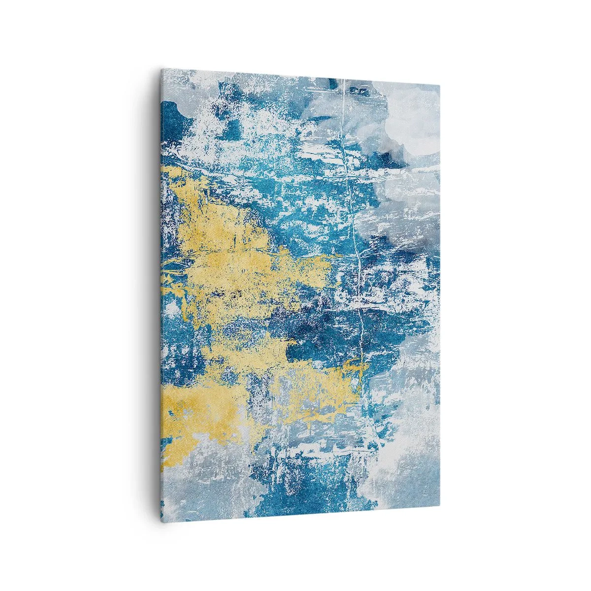 Quadro su tela - Stampe su Tela - Astrazione nei toni del blu e del giallo - 70x100cm - Astrazione piena di ottimismo - Decorazione murale moderna per soggiorno e camera da letto ARTTOR