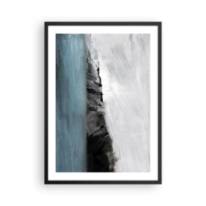 Poster in cornice nera - Composizione astratta di una costa rocciosa e dell'oceano - 50x70cm - Acqua-terra: lo scontro degli elementi - Decorazione murale moderna per soggiorno e camera da letto ARTTOR