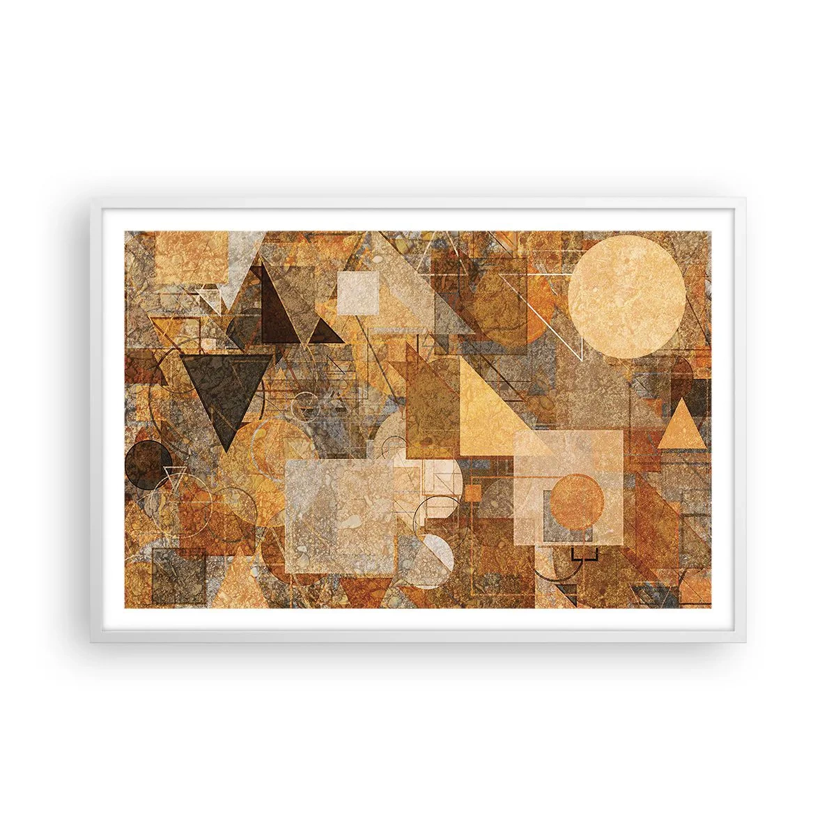 Poster in cornice bianca - Studio cubista in marrone - 91x61 cm
