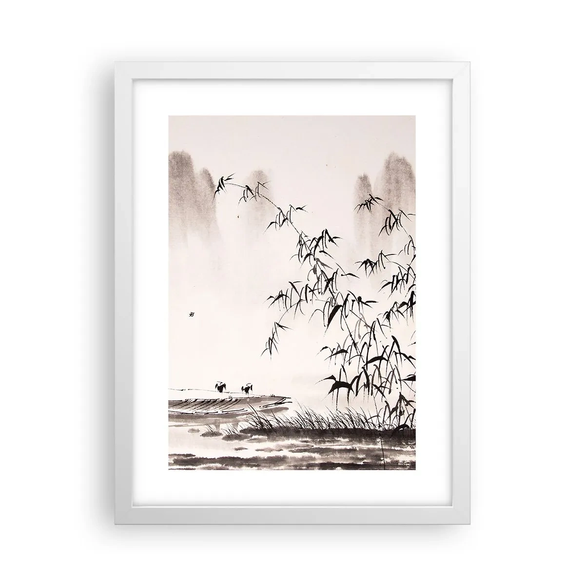 Poster in cornice bianca - Il silenzio dei campi di riso - 30x40 cm