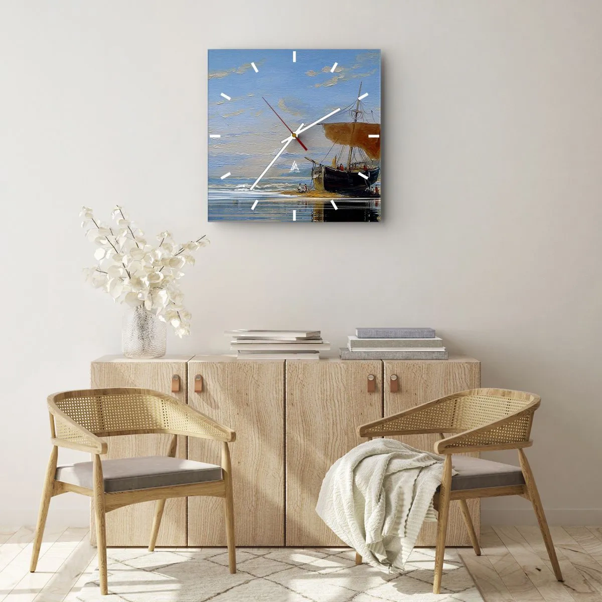 Orologio da parete - Orologio in Vetro - Acqua, terra, aria - 40x40 cm