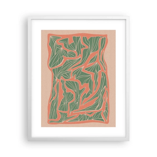 Poster in cornice bianca - La lotta tra il corallo e il verde - 40x50 cm