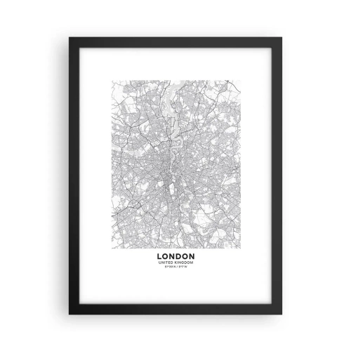 Poster in cornice nera - Mappa del labirinto di Londra - 30x40 cm
