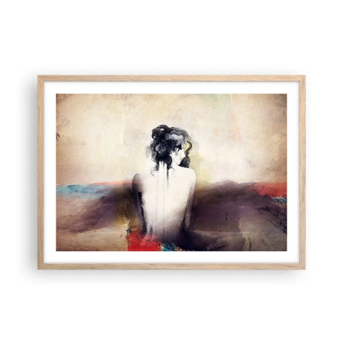 Poster in cornice rovere chiaro - Linee miti, forme ovali - 70x50 cm