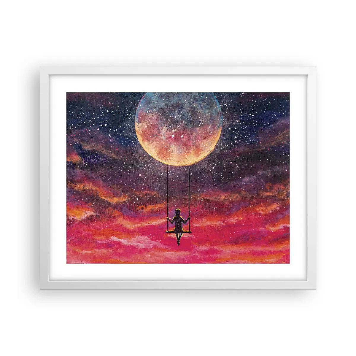 Poster in cornice bianca - Con la testa tra le nuvole - 50x40 cm