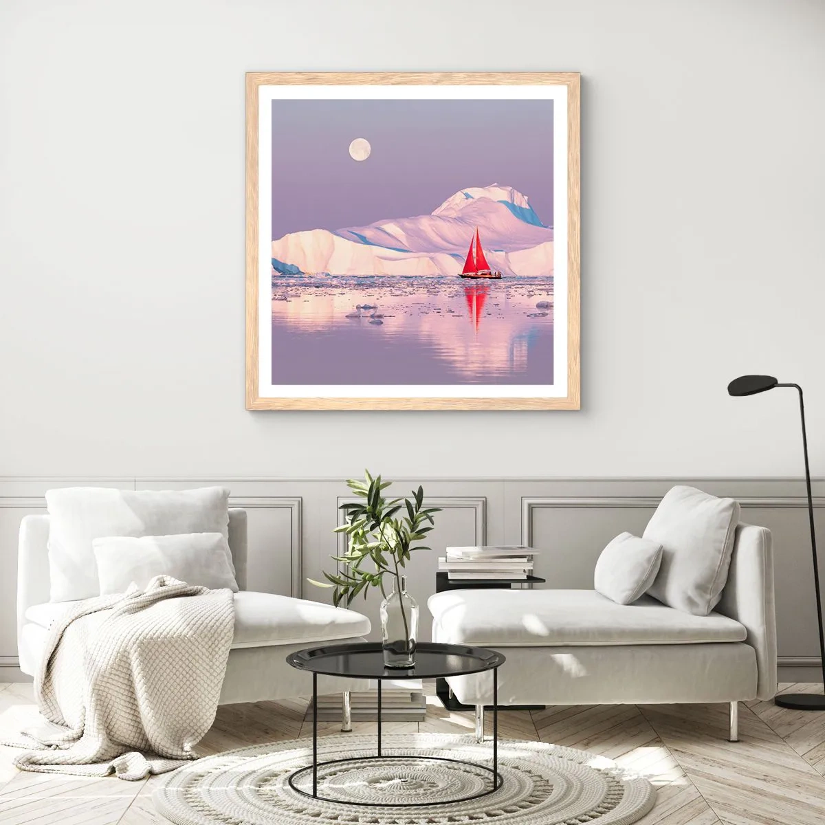 Poster in cornice rovere chiaro - Calore della vela, gelo del ghiaccio - 30x30 cm