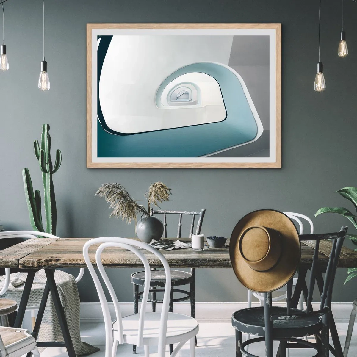 Poster in cornice rovere chiaro - Blu fino in fondo - 50x40 cm