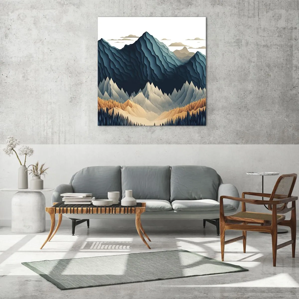 Quadro su vetro - Perfetto paesaggio montano - 60x60 cm