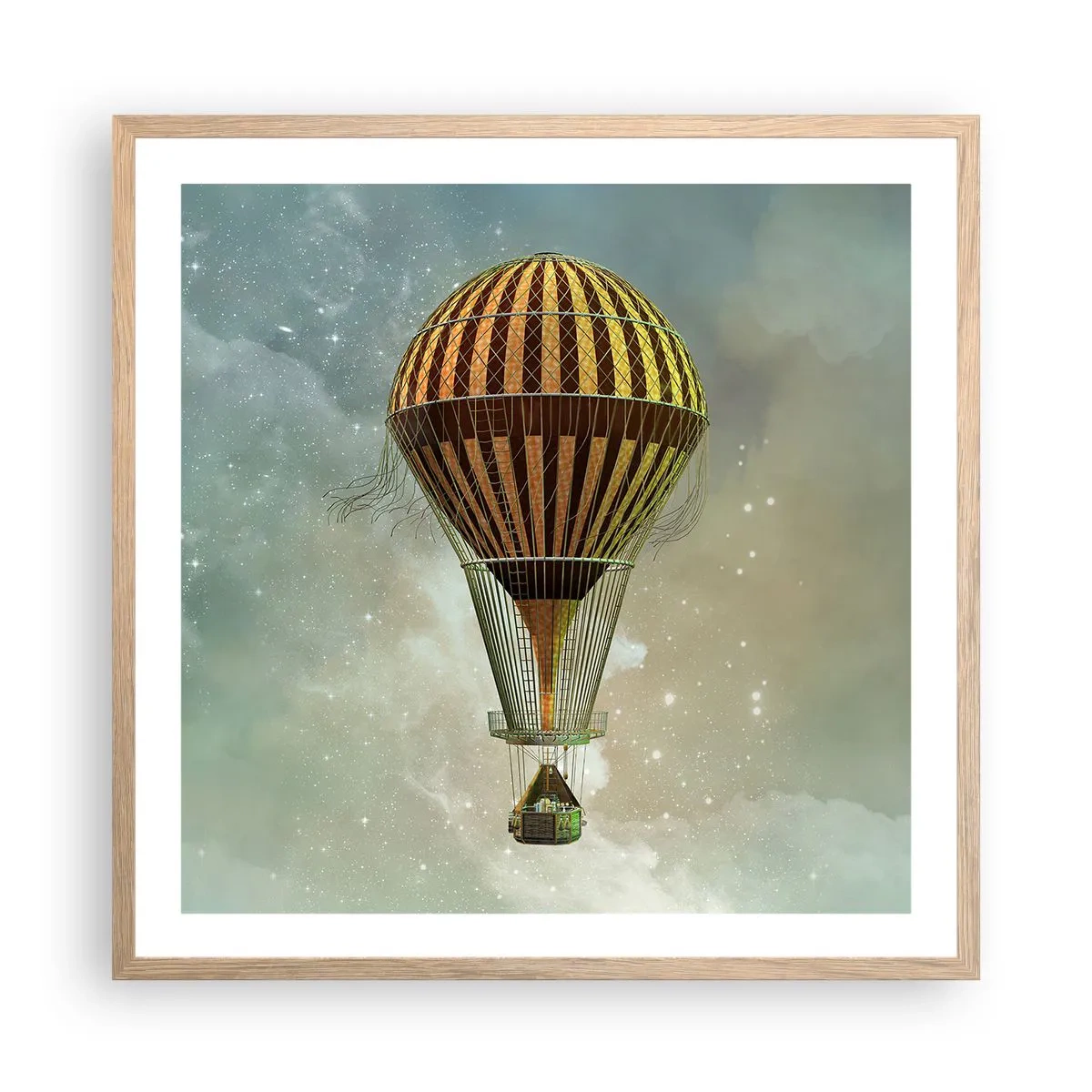 Poster in cornice rovere chiaro - I voli dei pionieri - 60x60 cm