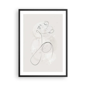 Poster in cornice nera - La linea di contorno della figura sullo sfondo di delicate forme pastello - 50x70cm - La spirale della bellezza - Decorazione murale moderna per soggiorno e camera da letto ARTTOR