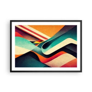 Poster in cornice nera - Onde astratte colorate in una composizione dinamica - 70x50cm - Composizione intensa - Decorazione murale moderna per soggiorno e camera da letto ARTTOR