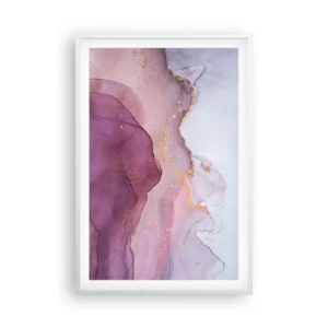 Poster in cornice bianca - Onde di lilla e viola - 61x91 cm