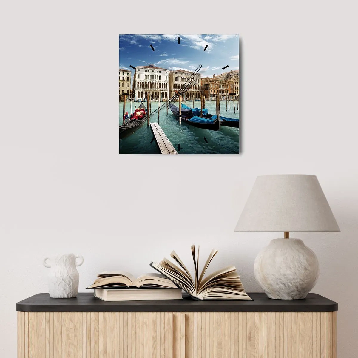 Orologio da parete - Orologio in Vetro - Palazzi nel blu - 30x30 cm